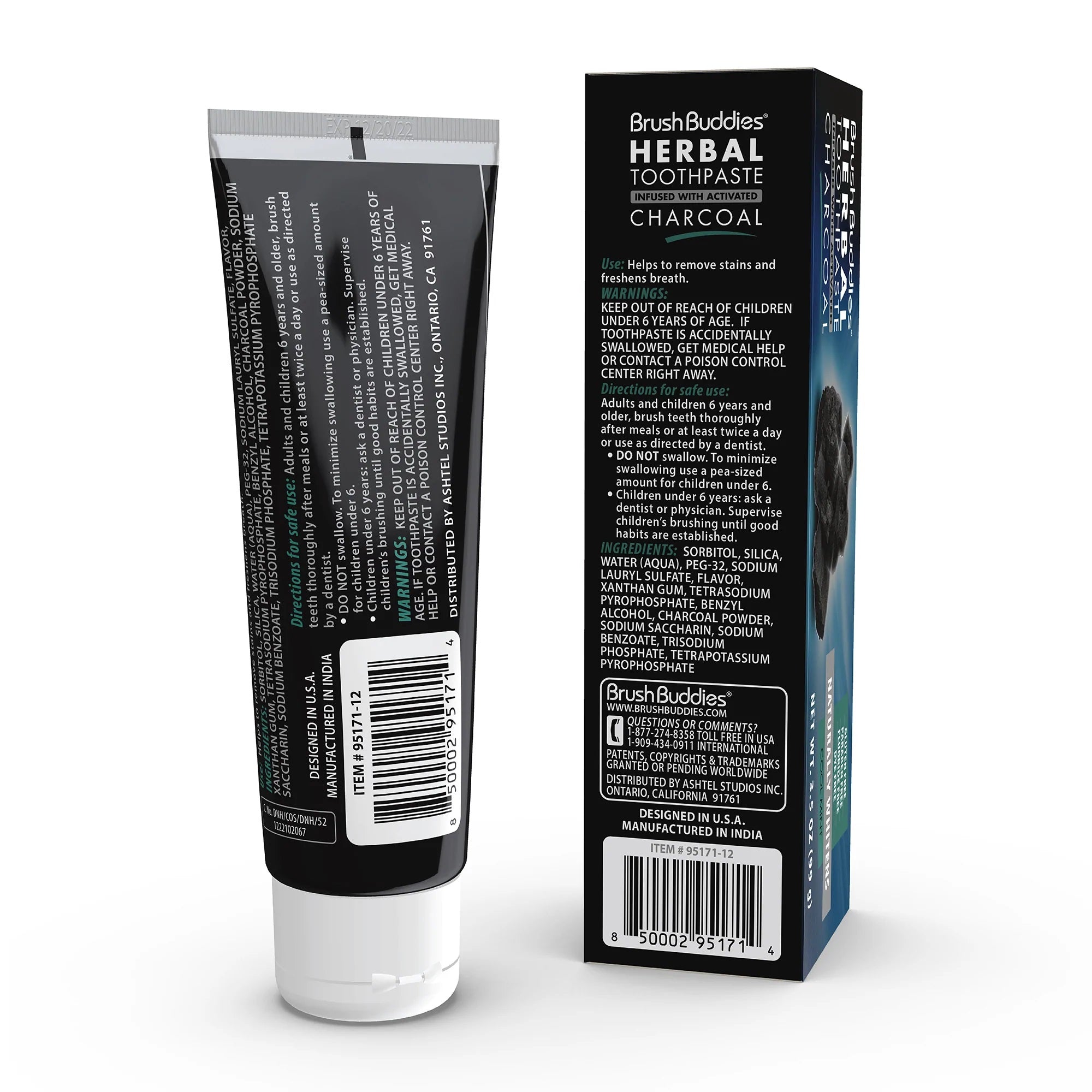 Brush Buddies Charcoal Infused Herbal Toothpaste 3.5-oz. x 2 pcs